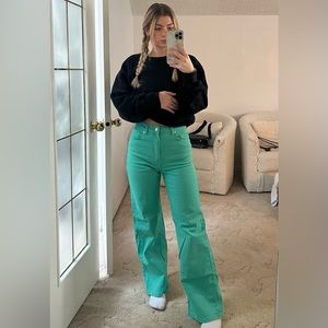 H&M Green Wide Leg Jeans